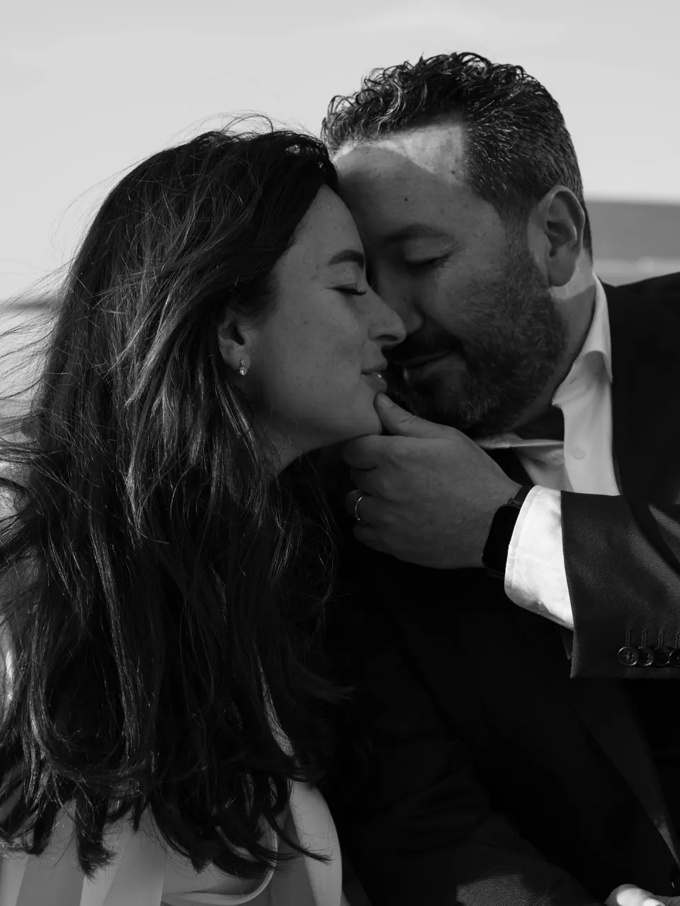 Intimate close-up of newlyweds after City Hall ceremony in Copenhagen